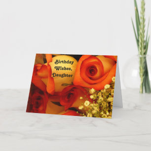 Tarjeta Rosas de los deseos, de la hija, anaranjadas y