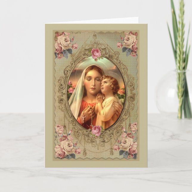 Tarjeta Rosas de Nuestra Señora del Rosario con el Niño Je (Anverso)
