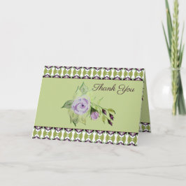 Tarjeta Rosas De Oliva Verde Y Púrpura