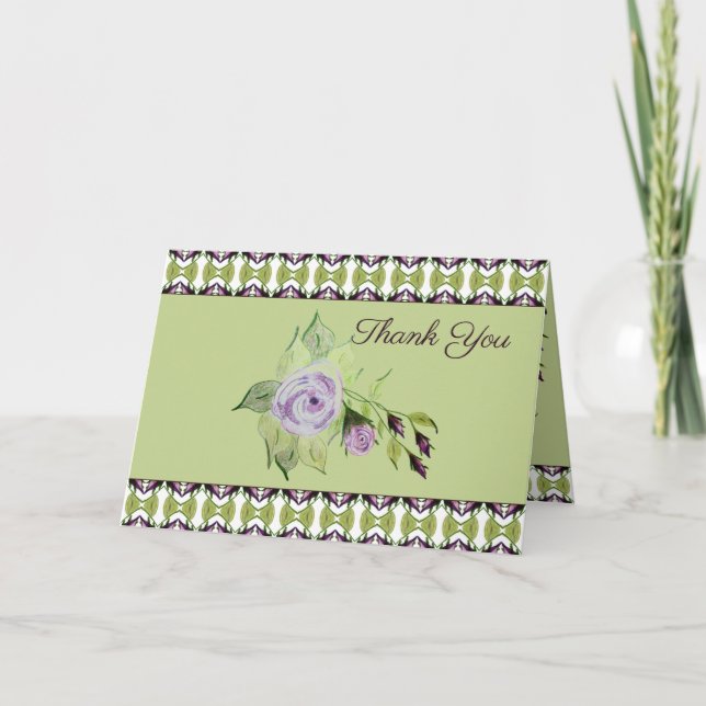 Tarjeta Rosas De Oliva Verde Y Púrpura (Anverso)