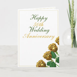 Tarjeta Rosas de oro moderno 50 aniversario de Boda