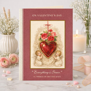 Tarjeta Rosas de San Valentín Ángeles St. Therese Corazón 