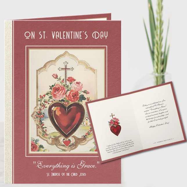 Tarjeta Rosas de San Valentín católicos (BEAUTIFUL CATHOLIC VALENTINE WITH ST. THERESE QUOTES)
