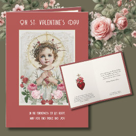Tarjeta Rosas de San Valentín católicos Sagrado Corazón de