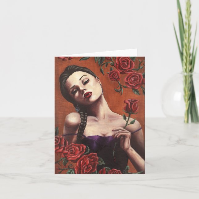 Tarjeta Rosas de sangre - Notecard (Anverso)