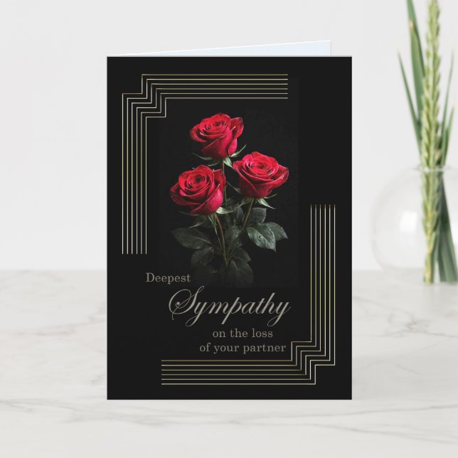 Tarjeta Rosas de simpatía de pareja sobre negro (Anverso)