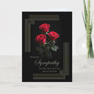 Tarjeta Rosas de simpatía para cuñada sobre negro