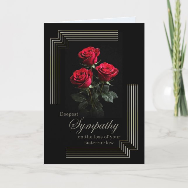 Tarjeta Rosas de simpatía para cuñada sobre negro (Anverso)