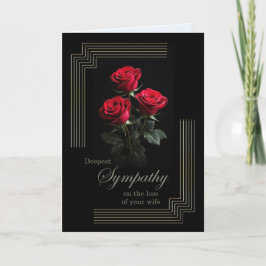 Tarjeta Rosas de simpatía para esposa sobre fondo negro