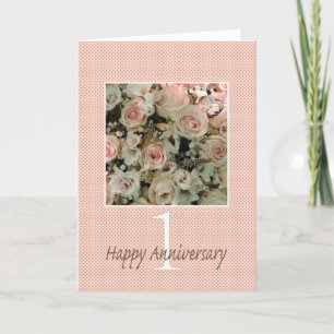 Tarjeta Rosas del 1° Aniversario Feliz