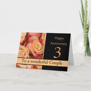Tarjeta Rosas del 3° Aniversario Feliz