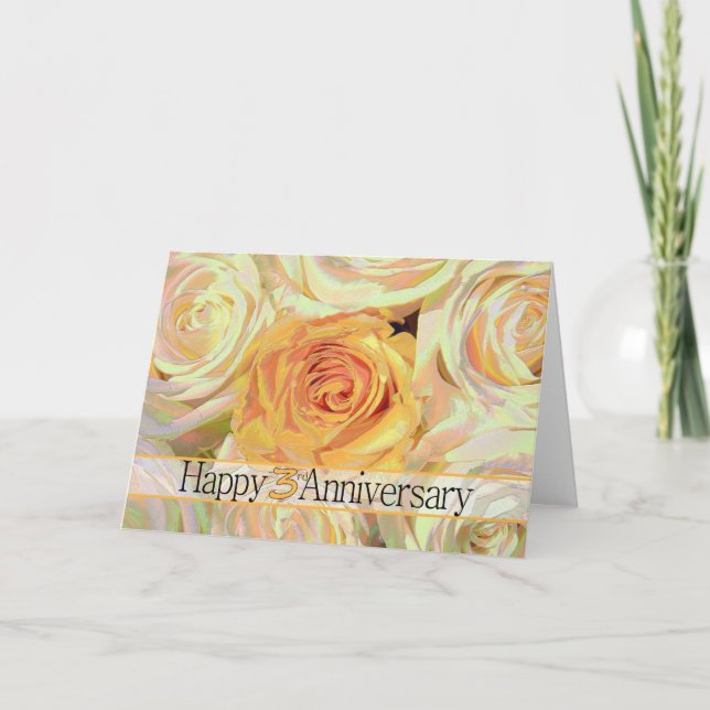 Tarjeta Rosas del 3° Aniversario Feliz (Anverso)