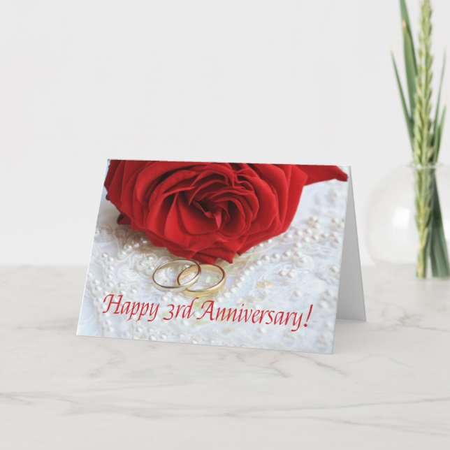 Tarjeta Rosas del 3° Aniversario Feliz (Anverso)