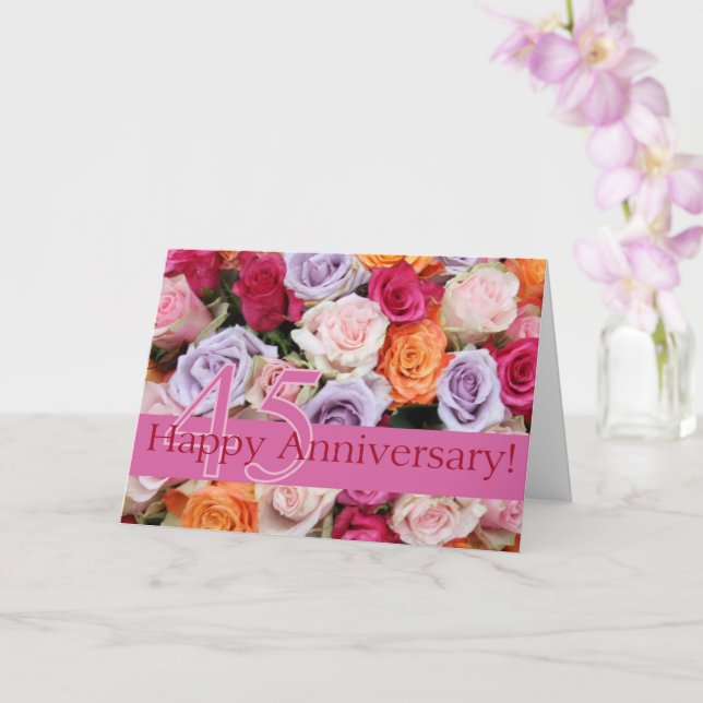 Tarjeta Rosas del 45° Aniversario (Orquídea)