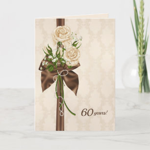 Tarjeta rosas del 60 aniversario en damasco