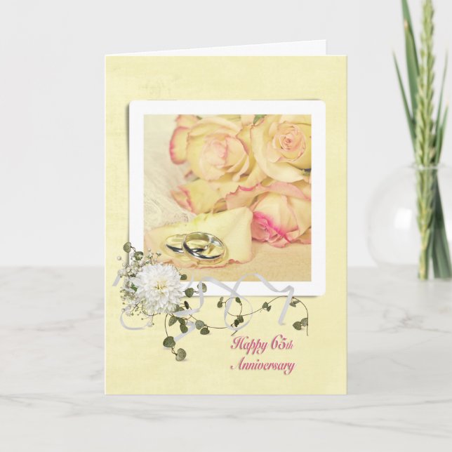 Tarjeta rosas del 65° Aniversario del Boda (Anverso)