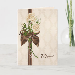 Tarjeta rosas del 70 aniversario en damasco