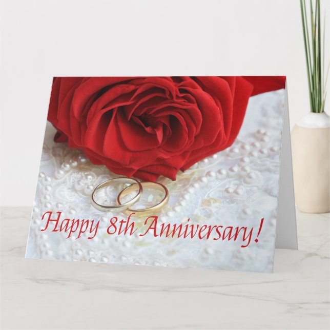 Tarjeta Rosas del 8 Aniversario Feliz (Anverso)