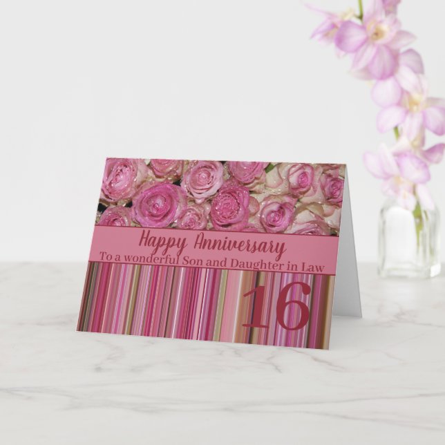 Tarjeta rosas del Aniversario boda personalizable completo (Orquídea)