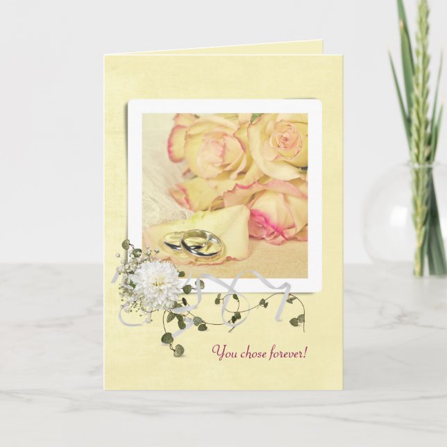 Tarjeta Rosas del Boda Aniversario en fotograma instantáne (Anverso)