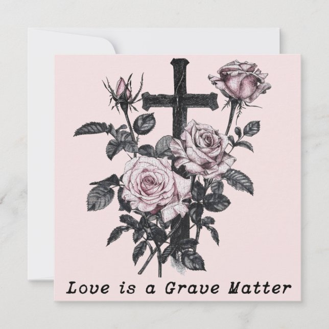 Tarjeta Rosas del cementerio gótico oculto y cruza (Anverso)