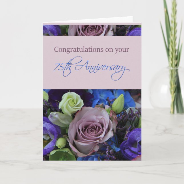 Tarjeta Rosas del feliz 75° aniversario (Anverso)