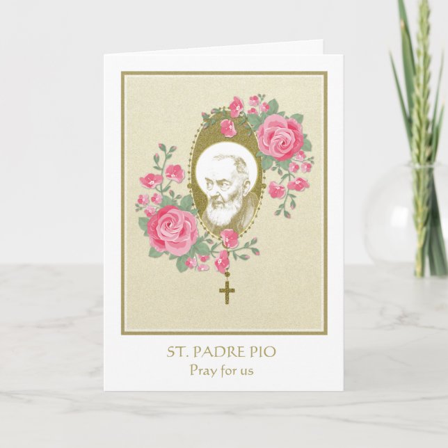 Tarjeta Rosas del Sacerdote San Padre Pío (Anverso)