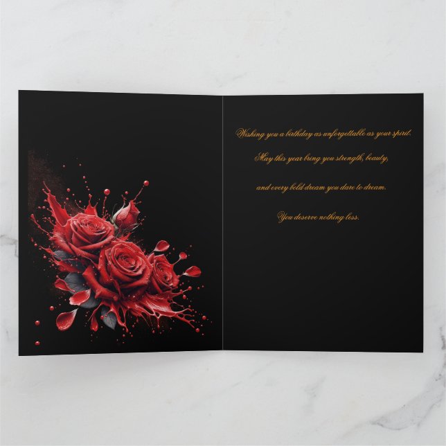 Tarjeta Rosas en flor - Cumpleaños elegante (Interior)