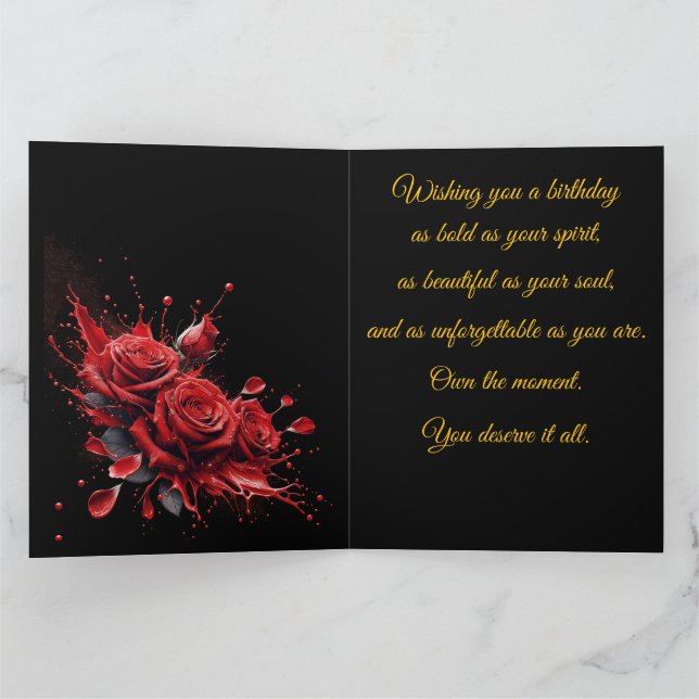 Tarjeta Rosas en flor - Cumpleaños elegante (Interior)