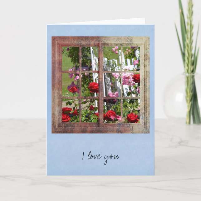 Tarjeta Rosas en la ventana (Anverso)