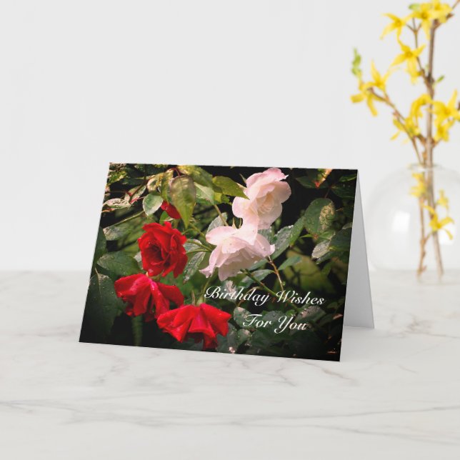 Tarjeta Rosas encorvados Floral Cumpleaños Personalizado (flor amarilla)
