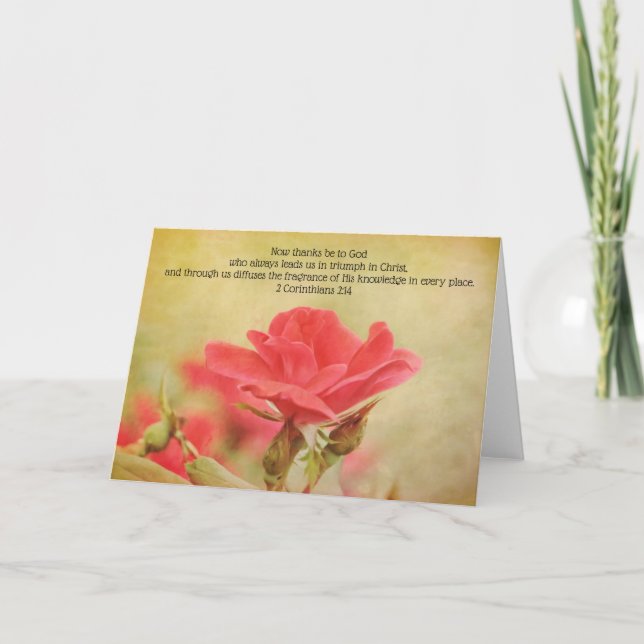 Tarjeta Rosas Estilo de pergamino Escritura 2 Corintios 2: (Anverso)