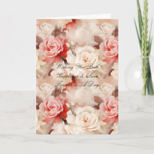 Tarjeta Rosas florales crema rosa romántico Boda