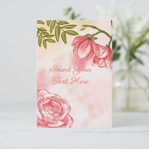 Tarjeta Rosas Florales Románticas Acuarela