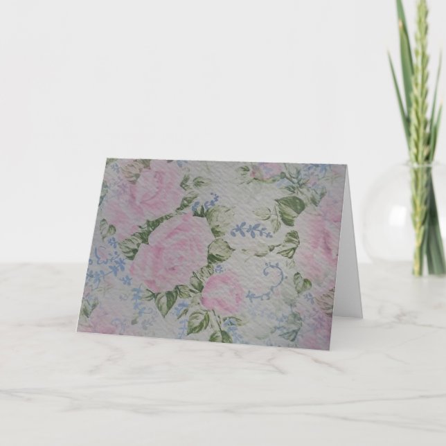 Tarjeta Rosas Florales Rosa Vintage (Anverso)