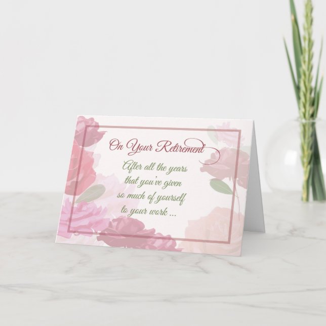 Tarjeta Rosas Flores: Felicitaciones por jubilación (Anverso)