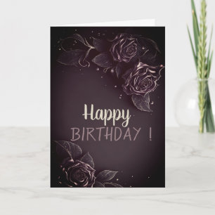 Tarjeta Rosas góticas elegantes y chic para cumpleaños