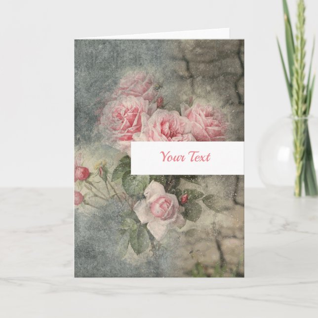 Tarjeta ROSAS GRUNGY - Flores Vintage (Anverso)