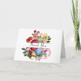 Tarjeta Rosas Hermosas con Hortensias Florales Gracias