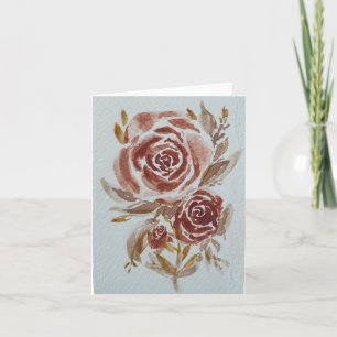 Tarjeta Rosas marrones rojos acuarela