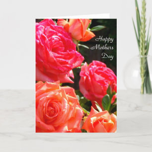 Tarjeta Rosas naranjas de coral rojos elegantes