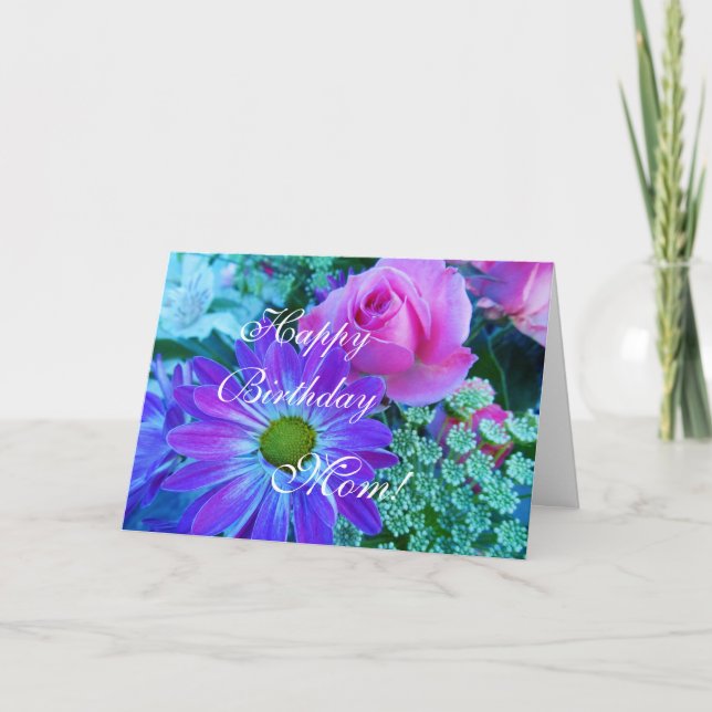 Tarjeta Rosas para mamá: ¡Feliz cumpleaños mamá! (Anverso)