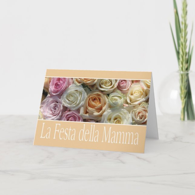 Tarjeta Rosas pastel de la madre italiana (Anverso)