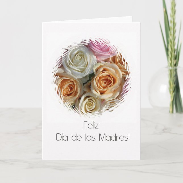 Tarjeta rosas pastel del día de la madre española (Anverso)