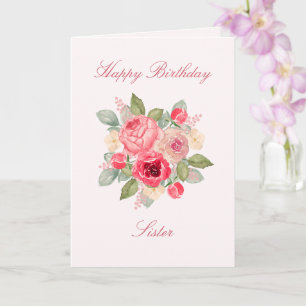 Tarjeta Rosas pintadas bonitas en rosa acuarela personaliz