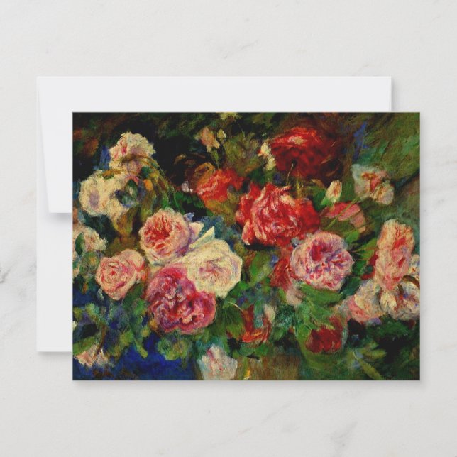 Tarjeta Rosas, pintura floral de Pierre-Auguste Renoir (Anverso)