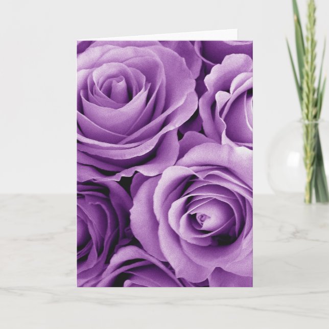 Tarjeta Rosas púrpuras, artículo de regalo para ella (Anverso)