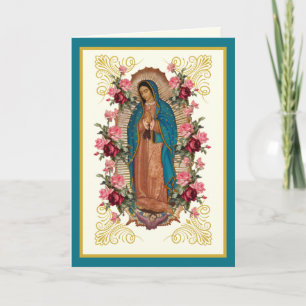 Tarjeta Rosas religiosas Virgen de Guadalupe española 