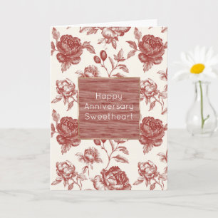 Tarjeta Rosas Rojas Cremosas Románticas Aniversario Floral