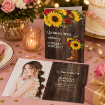 Rosas Rojas Girasoles Botas de Vaquera Quinceañera